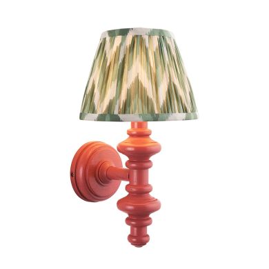Carnaby And Zigzag 20cm Cotswold Green Shade Wall Light Satin Pink Clay Base