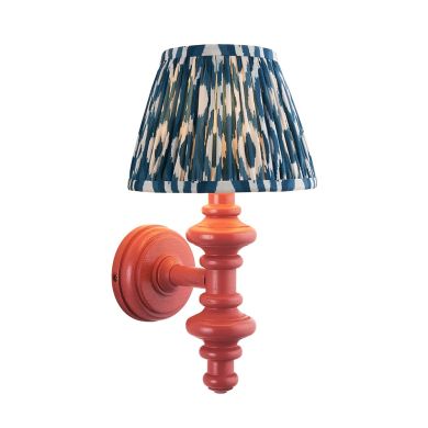 Carnaby And Ikat 20cm Marlin Blue Shade Wall Light With Satin Pink Clay Base