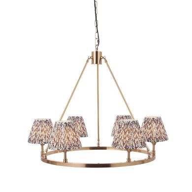 Chester And Leaf 6 Lights 16cm Pearl Grey Shade Ceiling Light In Aged Brass