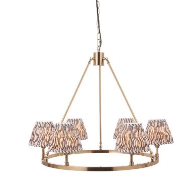 Chester And Ripple 6 Lights 16cm Pearl Grey Shade Ceiling Light In Aged Brass