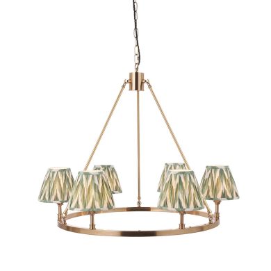 Chester And Zigzag 6 Lights 16cm Cotswold Green Shade Ceiling Light In Aged Brass