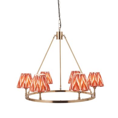 Chester And Zigzag 6 Lights 16cm Apricot Orange Shade Ceiling Light In Aged Brass