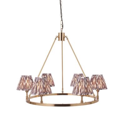 Chester And Ikat 6 Lights 16cm Pearl Grey Shade Ceiling Light In Aged Brass