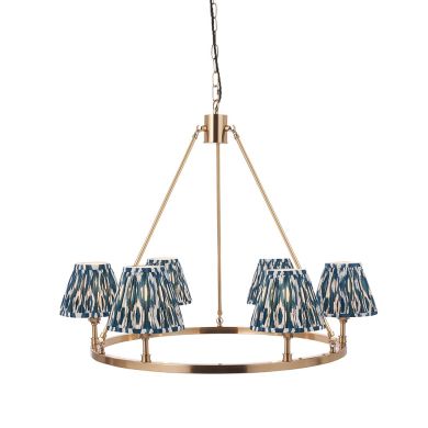 Chester And Ikat 6 Lights 16cm Marlin Blue Shade Ceiling Light In Aged Brass