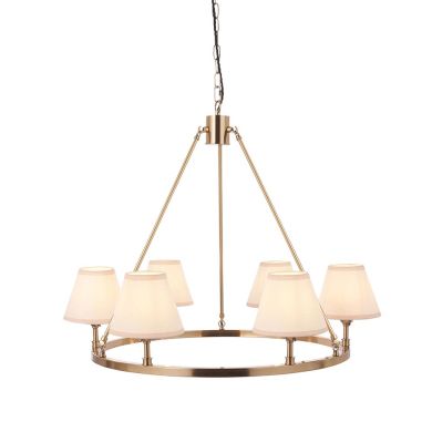 Chester And Ivy 6 Lights 16cm Vintage White Shade Ceiling Light In Aged Brass