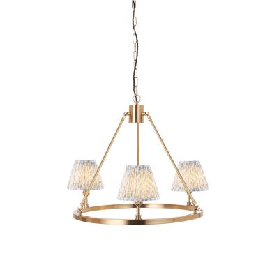 Chester And Leaf 3 Lights 16cm Shell Bay Blue Shade Ceiling Light In Aged Brass