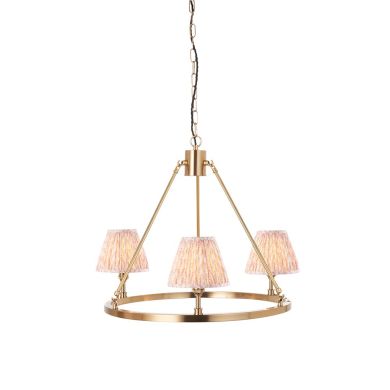 Chester And Leaf 3 Lights 16cm Peachy Keen Shade Ceiling Light In Aged Brass