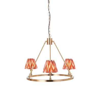 Chester And Zigzag 3 Lights 16cm Apricot Orange Shade Ceiling Light In Aged Brass