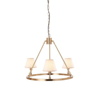Chester And Ivy 3 Lights 16cm Vintage White Shade Ceiling Light In Aged Brass
