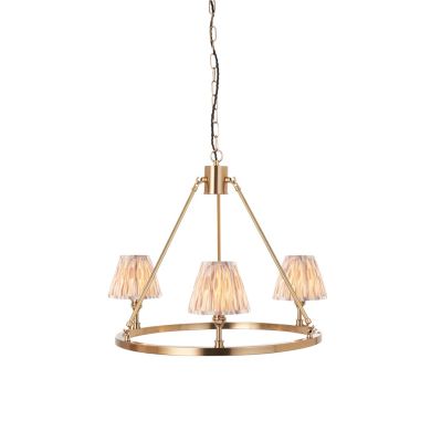 Chester And Ikat 3 Lights 16cm Neutral Shade Ceiling Light In Aged Brass