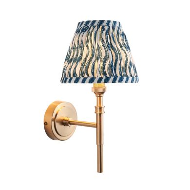 Chester And Ripple 16cm Marlin Blue Shade Wall Light In Aged Brass