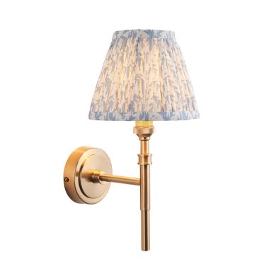 Chester And Leaf 16cm Shell Bay Blue Shade Wall Light In Aged Brass