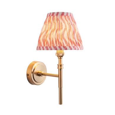 Chester And Ripple 16cm Coral Pink Shade Wall Light In Aged Brass