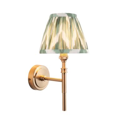 Chester And Zigzag 16cm Cotswold Green Shade Wall Light In Aged Brass