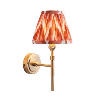Chester And Zigzag 16cm Apricot Orange Shade Wall Light In Aged Brass