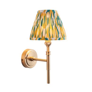 Chester And Ikat 16cm Yellow And Jade Shade Wall Light In Aged Brass