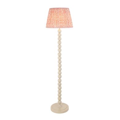 Higgledy And Ripple 40cm Coral Pink Shade Floor Lamp With Gloss Almond White Base