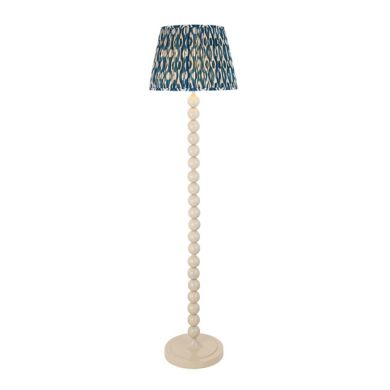 Higgledy And Ikat 40cm Marlin Blue Shade Floor Lamp With High Gloss Almond White Base