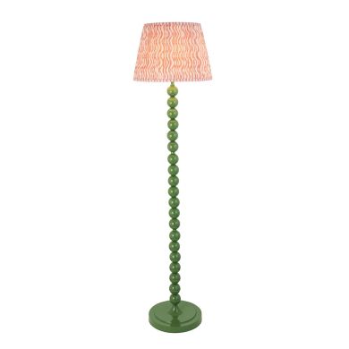Higgledy And Ripple 40cm Coral Pink Shade Floor Lamp With Gloss Cotswold Green Base