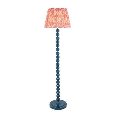 Higgledy And Ikat 40cm Coral Pink Shade Floor Lamp With High Gloss Marlin Blue Base