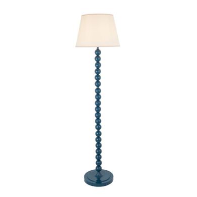 Higgledy And Ivy 40cm Vintage White Shade Floor Lamp With High Gloss Marlin Blue Base
