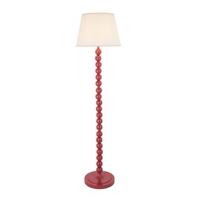 Higgledy And Ivy 40cm Vintage White Shade Floor Lamp With High Gloss Pink Clay Base