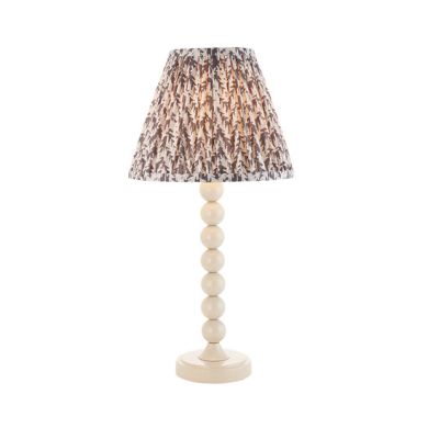 Higgledy And Leaf 25cm Pearl Grey Shade Table Lamp With High Gloss Almond White Base