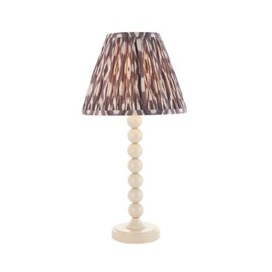 Higgledy And Ikat 25cm Pearl Grey Shade Table Lamp With High Gloss Almond White Base