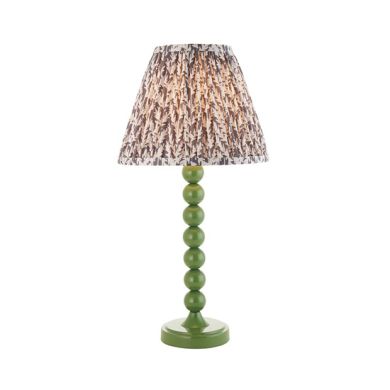Higgledy And Leaf 25cm Pearl Grey Shade Table Lamp With High Gloss Cotswold Green Base