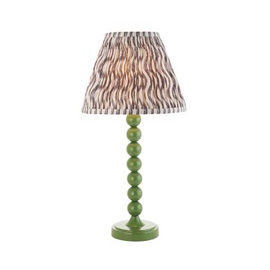 Higgledy And Ripple 25cm Pearl Grey Shade Table Lamp With Gloss Cotswold Green Base