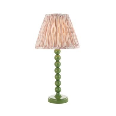 Higgledy And Ikat 25cm Neutral Shade Table Lamp With High Gloss Cotswold Green Base