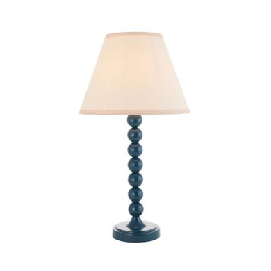 Higgledy And Ivy 25cm Vintage White Shade Table Lamp With High Gloss Marlin Blue Base