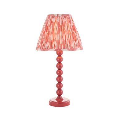 Higgledy And Ikat 25cm Coral Pink Shade Table Lamp With High Gloss Pink Clay Base
