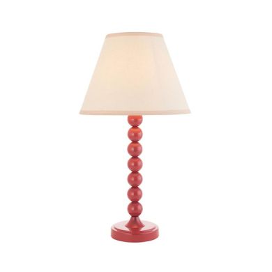 Higgledy And Ivy 25cm Vintage White Shade Table Lamp With High Gloss Pink Clay Base