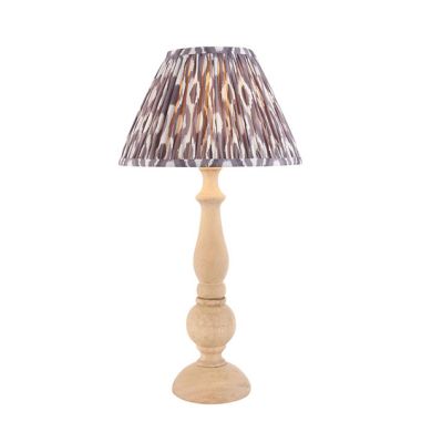Hidcote And Ikat 30cm Pearl Grey Shade Table Lamp With Country Classic Base