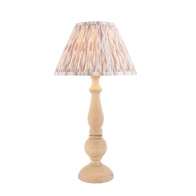 Hidcote And Ikat 30cm Neutral Shade Table Lamp With Country Classic Base