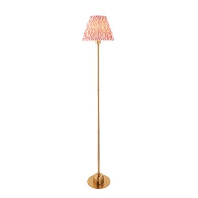 Burley Rechargeable And Ripple 25cm Coral Pink Shade Floor Lamp In Brushed Aged Brass