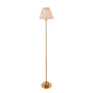 Burley Rechargeable And Ikat 25cm Neutral Shade Floor Lamp In Brushed Aged Brass