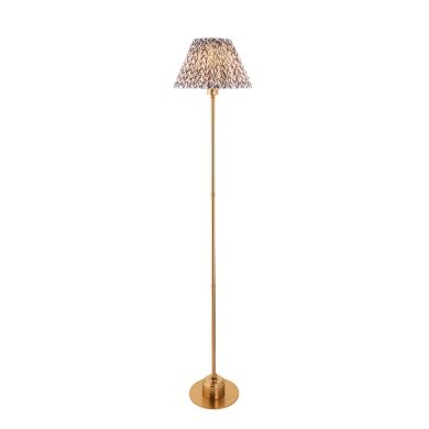 Burley Rechargeable And Leaf 30cm Pearl Grey Shade Floor Lamp In Brushed Aged Brass