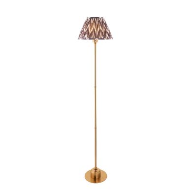 Burley Rechargeable And Zigzag 30cm Pearl Grey Shade Floor Lamp In Brushed Aged Brass