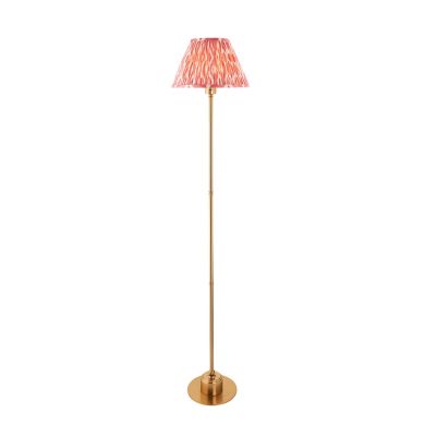 Burley Rechargeable And Ikat 30cm Coral Pink Shade Floor Lamp In Brushed Aged Brass