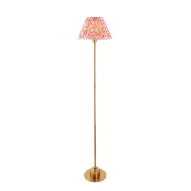 Burley Rechargeable And Ripple 30cm Coral Pink Shade Floor Lamp In Brushed Aged Brass