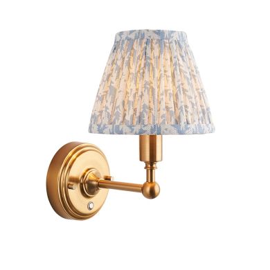 Bibury And Zigzag 16cm Pearl Grey Fabric Shade Wall Light In Natural Ash