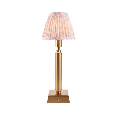 Trobridge Rechargeable And Leaf 16cm Peachy Keen Shade Table Lamp In Brushed Aged Brass