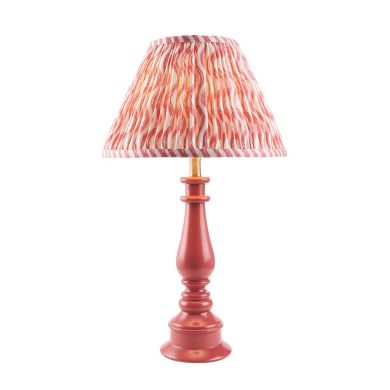 Myrtle And Ripple 30cm Coral Pink Shade Table Lamp With Gloss Pink Clay Base