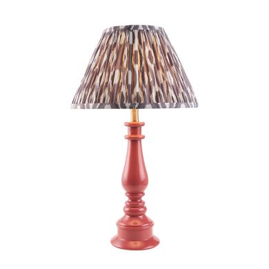 Myrtle And Ikat 30cm Pearl Grey Shade Table Lamp With Gloss Pink Clay Base