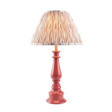 Myrtle And Ikat 30cm Neutral Shade Table Lamp With Gloss Pink Clay Base