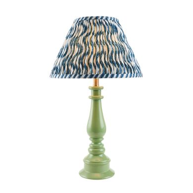 Myrtle And Ripple 30cm Marlin Blue Shade Table Lamp With Gloss Cotswold Green Base