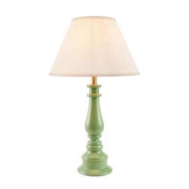 Myrtle And Ivy 30cm Vintage White Shade Table Lamp With Gloss Cotswold Green Base