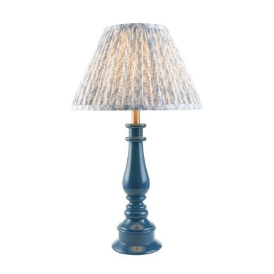 Myrtle And Leaf 30cm Shell Bay Blue Shade Table Lamp With Gloss Marlin Blue Base